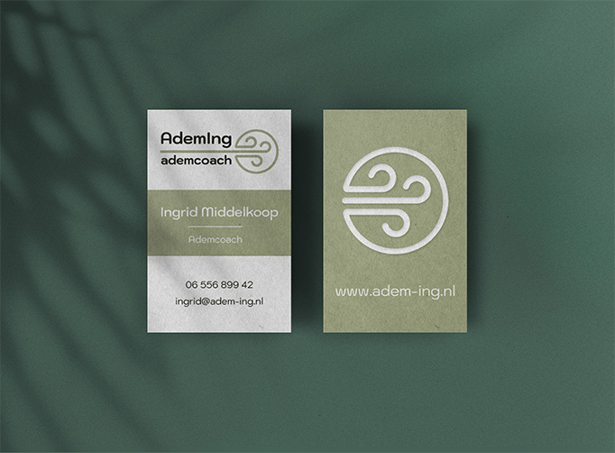 Visitekaartje AdemIng mockup dubbelzijdig ontwerp