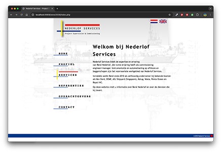 screenshot oude website Nederlof Services 2010