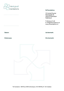 Achterkant visitekaartje Next Level Translations