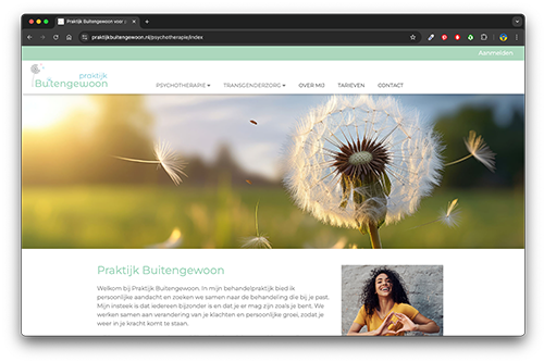 Screenshot van website Praktijk Buitengewoon praktijkpagina