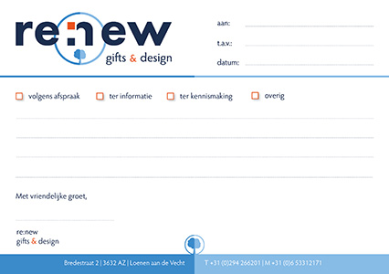 With complimentskaart Re:new achterkant